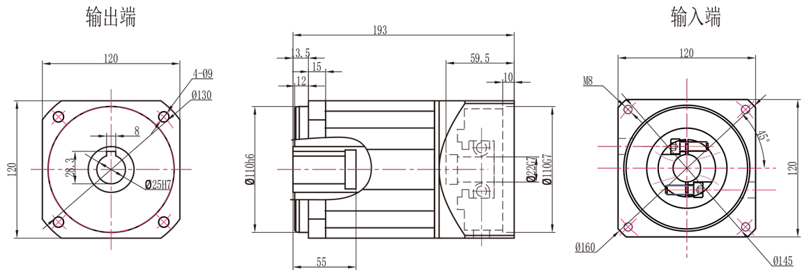 AB120 二级孔输出外形图